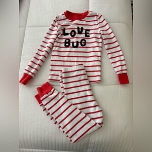 Pottery Barn Kids Love Bug Striped Pajama Set - Red and White